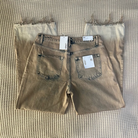 Distressed Tan Flare Jeans - Picture 6 of 7